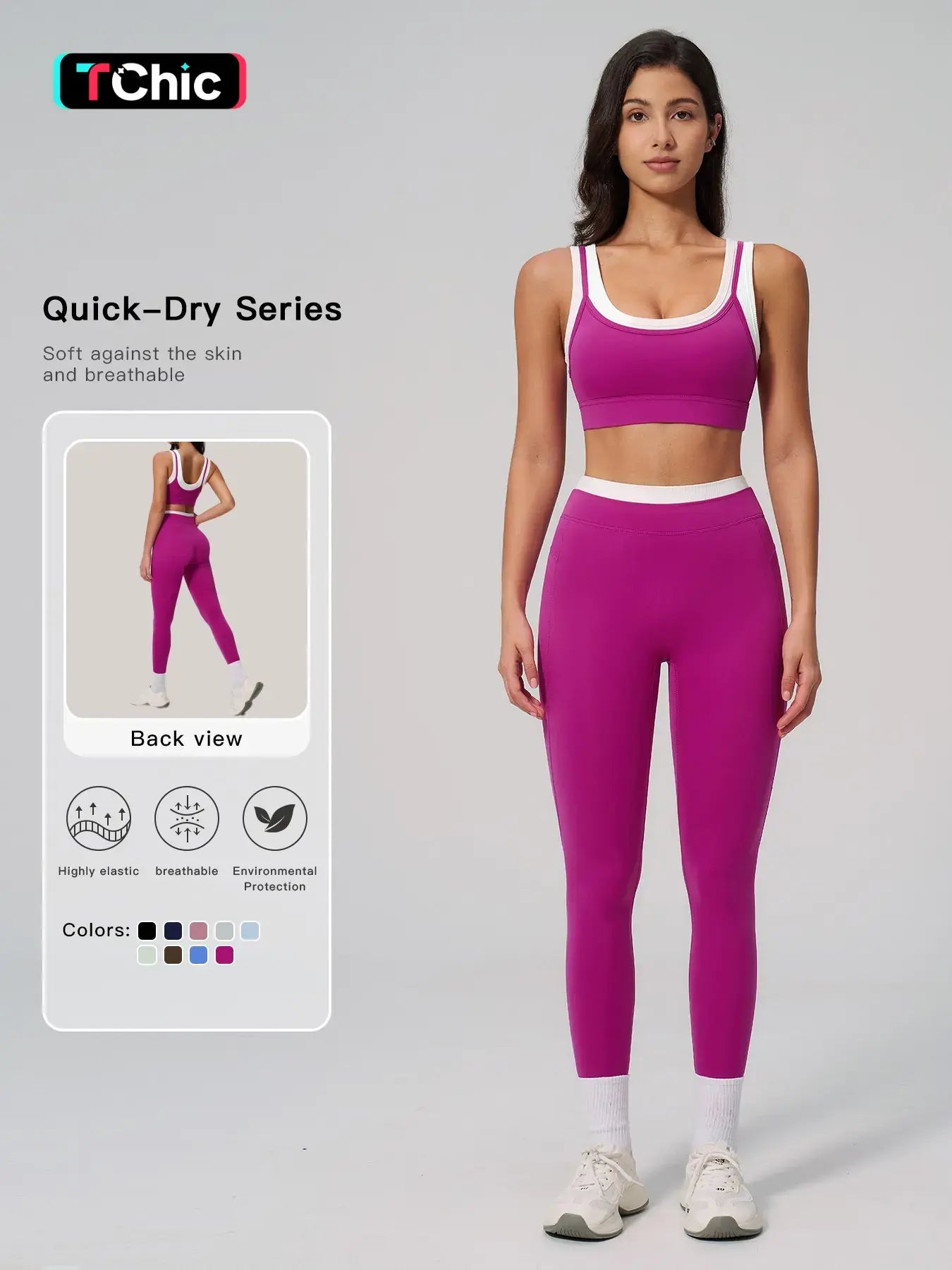 Women's Two-Piece Colorblock Yoga Set, High-Waisted Ribbed Casual Fitness Sportswear