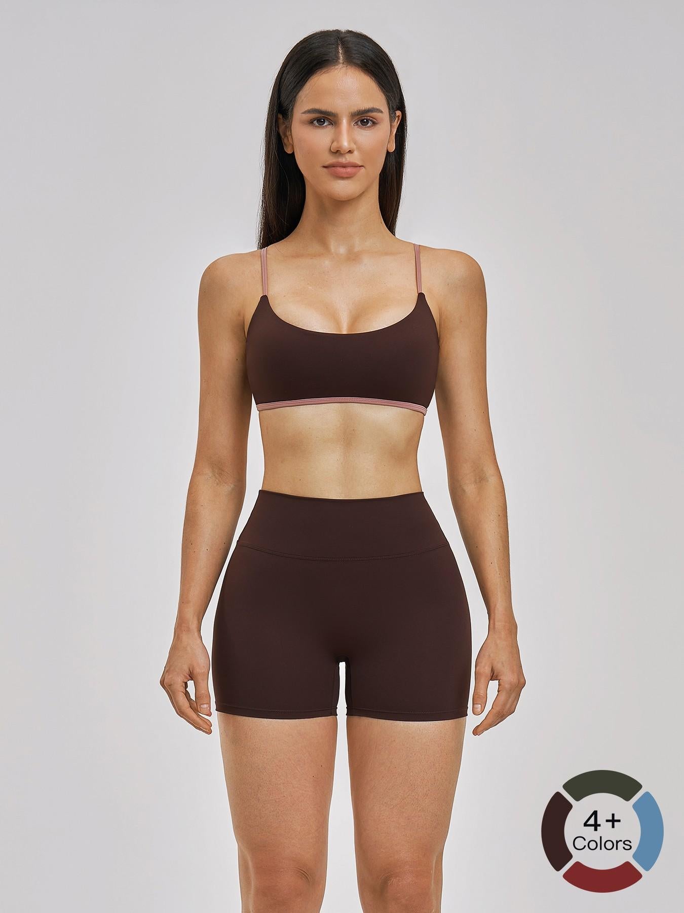 Women's Fashionable Bare-Look Sports Set, Sexy Back Thin Straps - image 20