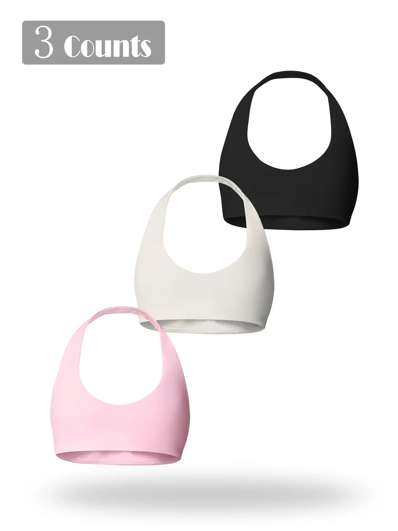 Women's Solid Wireless Halter Sports Bra, Breathable Comfortable High Stretch Sports Bra