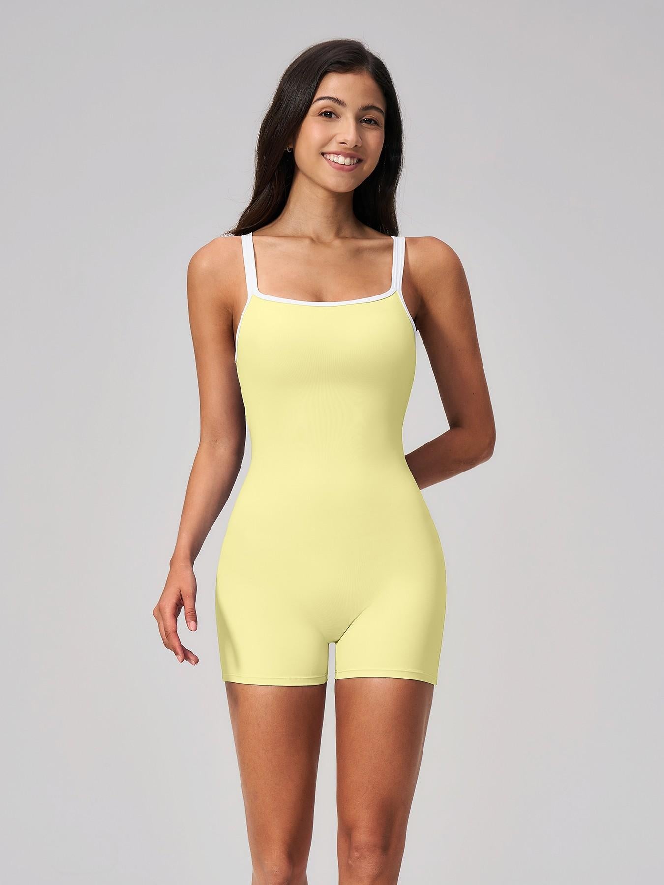 Cross-Border Tight-Fit Yoga Bodysuit, Square Neck Backless Fitness - image 14