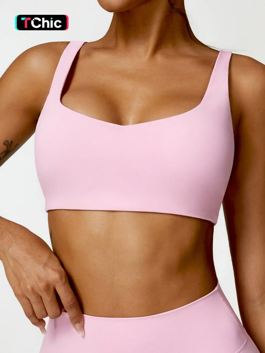 Women's Solid Backless Sports Bra, Quick Drying Breathable Comfortable Wireless Workout Yoga Bra