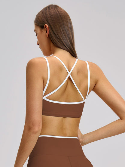 Colorblock Skin-Touch Sports Bra, Quick-Dry Tight-Fitting Cross-Back Sport Tank Top - image 11