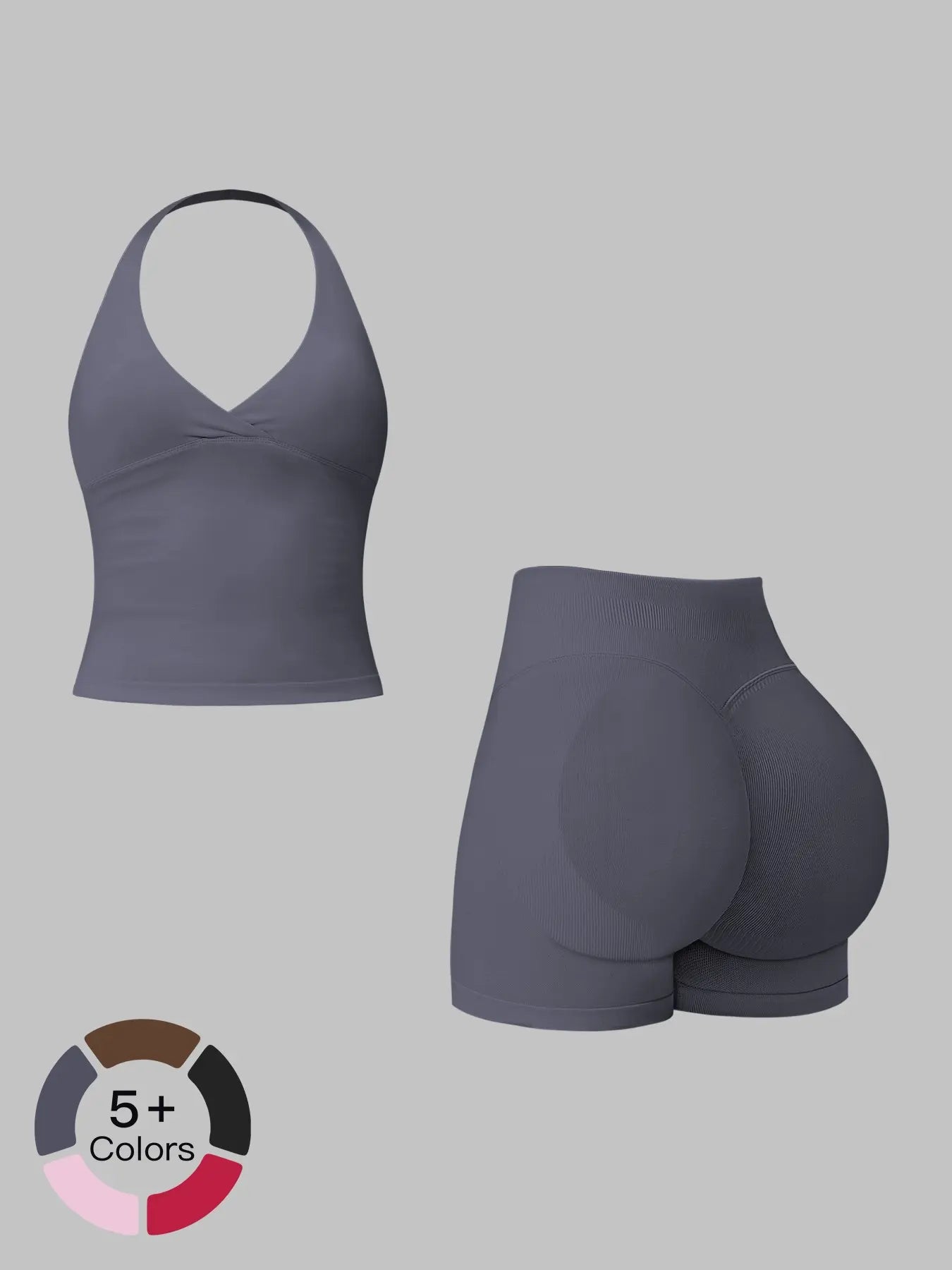 Women's Yoga Set, Halter V-Neck Slimming Lifted Butt Tummy Control