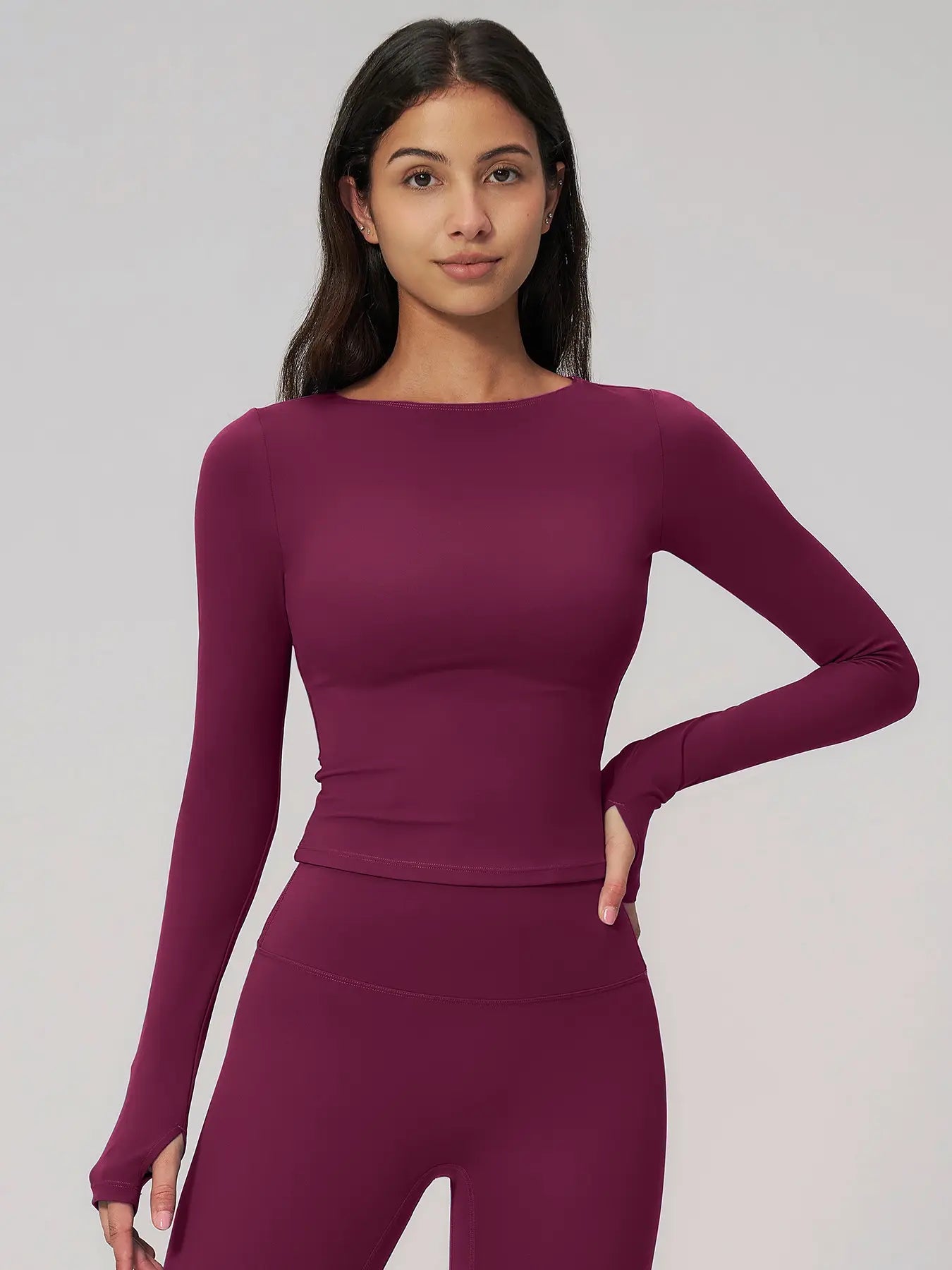 Cross-Border Summer Creamy Fleece Yoga Top Long Sleeve, Outdoor Sports Running Fitness - image 9