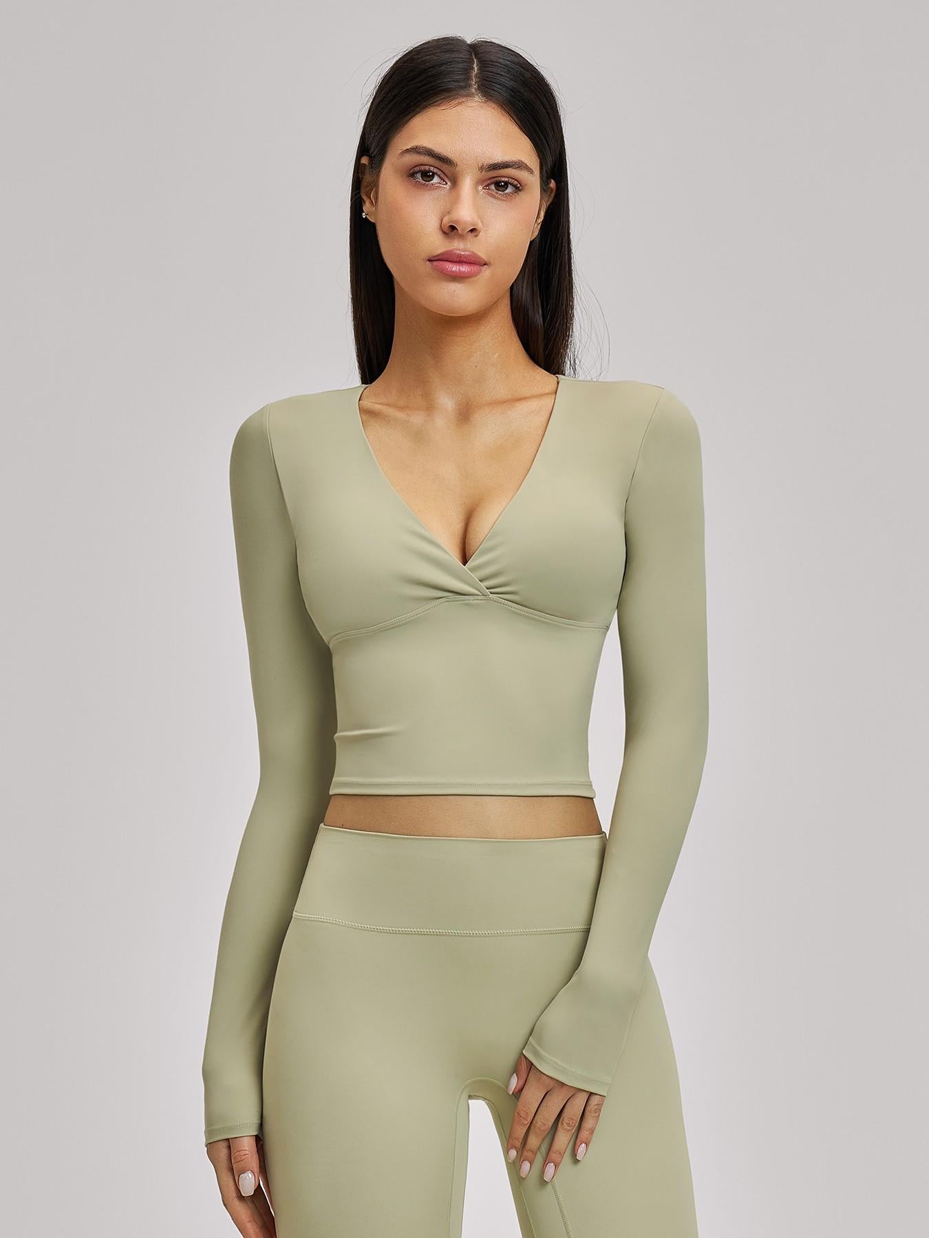 Women's Long Sleeve Yoga Top, European & American Style Spring Summer Pilates Workout Shirt - image 10