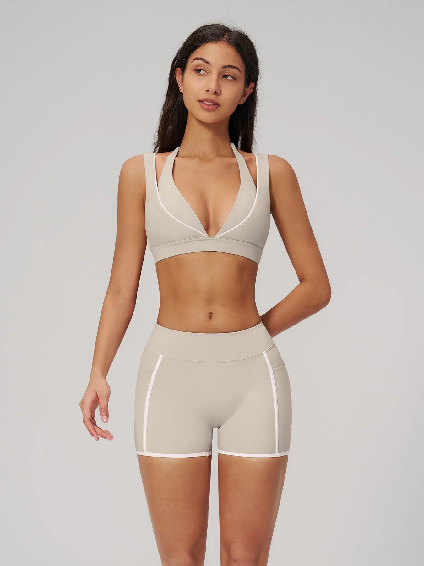Women's Bare-Look Colorblock Yoga Set, Slimming Fitness Workout Clothes - image 3