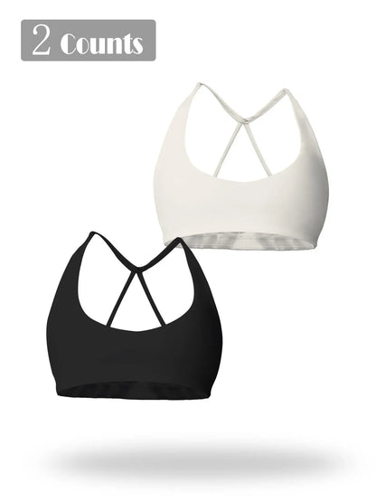 Women's Solid Wireless Sports Bra, Breathable Comfortable Sports Bra