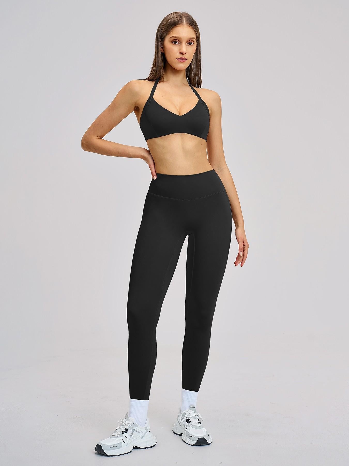 Cross-Border Fleece Yoga Set, Hollow Back Halter Top - image 13