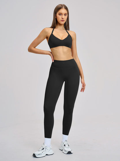 Cross-Border Fleece Yoga Set, Hollow Back Halter Top - image 13