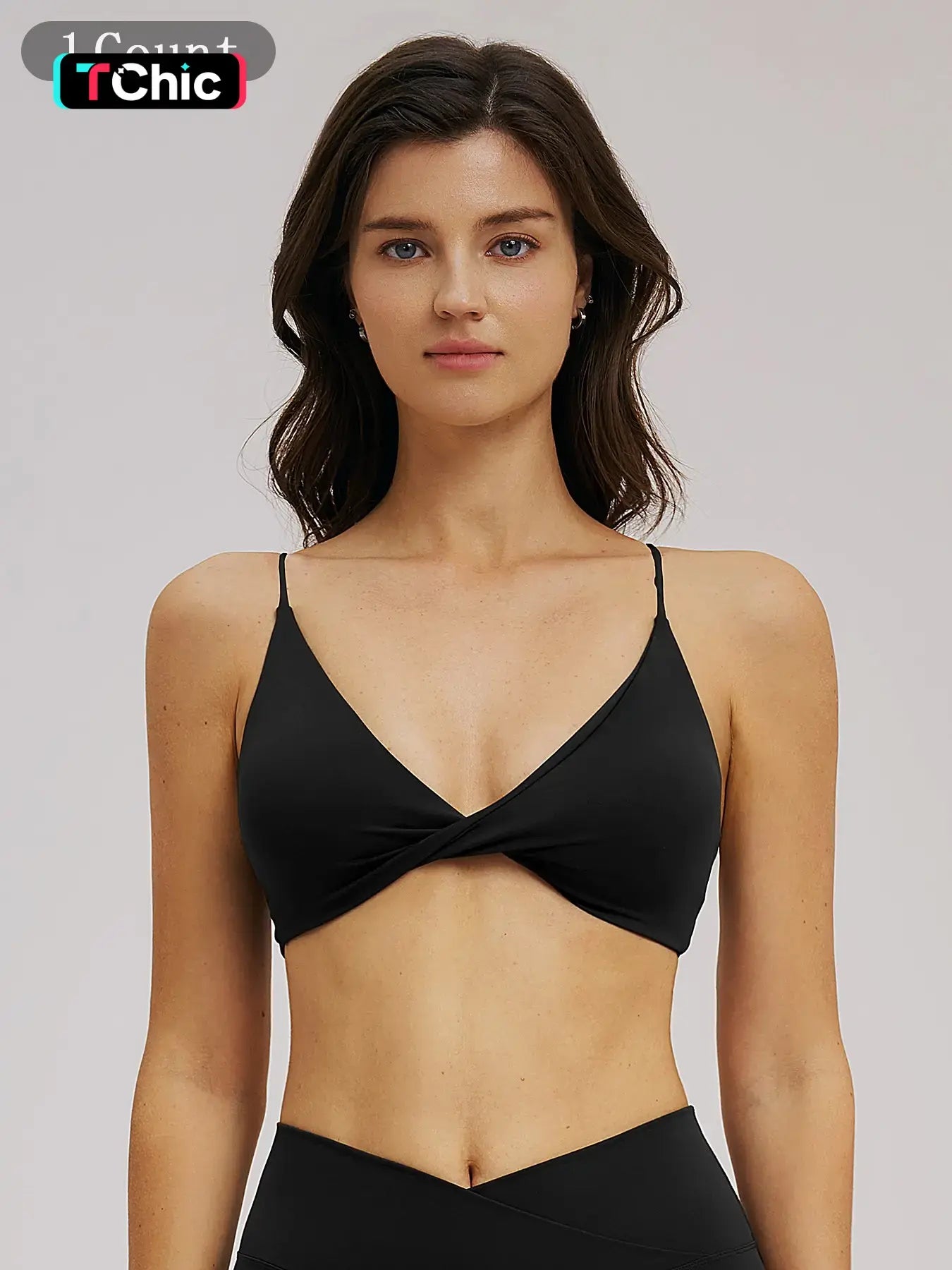 Women's V-Neck Sports Bra, Fine Strap Backless Design