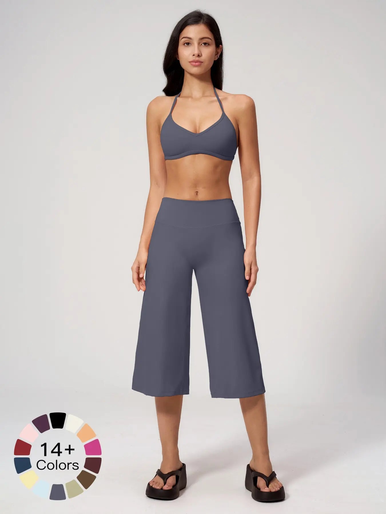 Women's Yoga Set, High-End Shock Absorption Sport Bra & Quick-Dry High-Waist Capri Pants