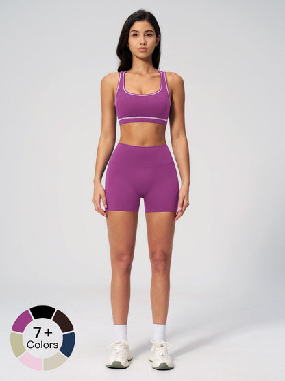 Two-Piece Colorblock Fleece Yoga Set, Sporty Patchwork Design - image 21
