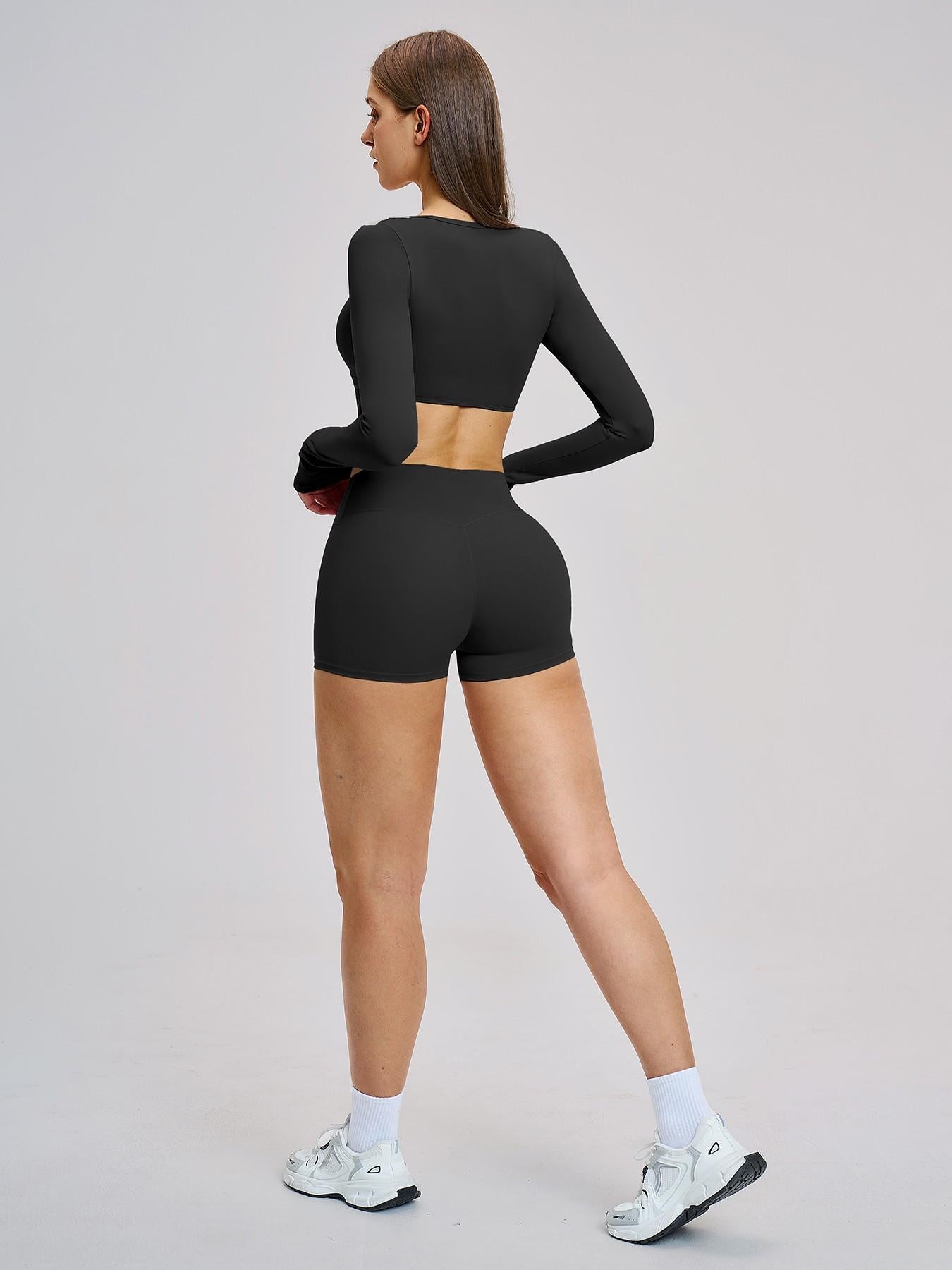 Women's Long Sleeve Yoga Set, Sporty Plain - image 15