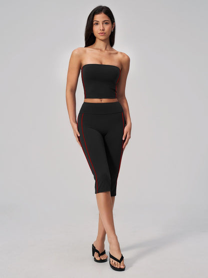 Cross-Border Crop Top Yoga Set for Women, Fuzzy Colorblock with Padded Bra - image 14