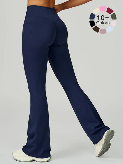 High Waist Naked Feeling Flare Pants Women, Cross Waist Wide Leg Micro Flared Outdoor Casual Sports Pants
