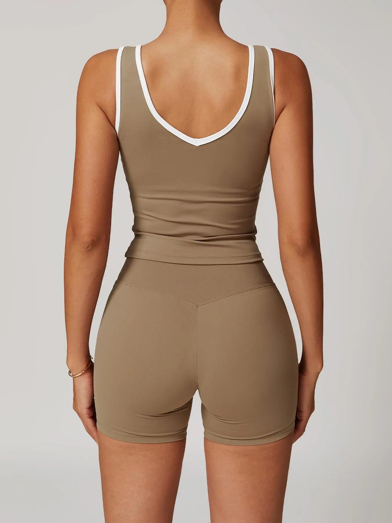 Women's Contrast Binding Tank Top & High Waist Shorts Sportswear Set, Casual Comfy Breathable… - image 6