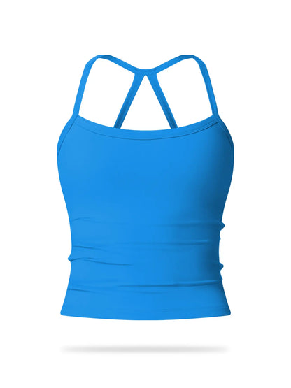 Women's Solid Backless Sports Cami Top, Quick Drying Breathable Sports Cami Top