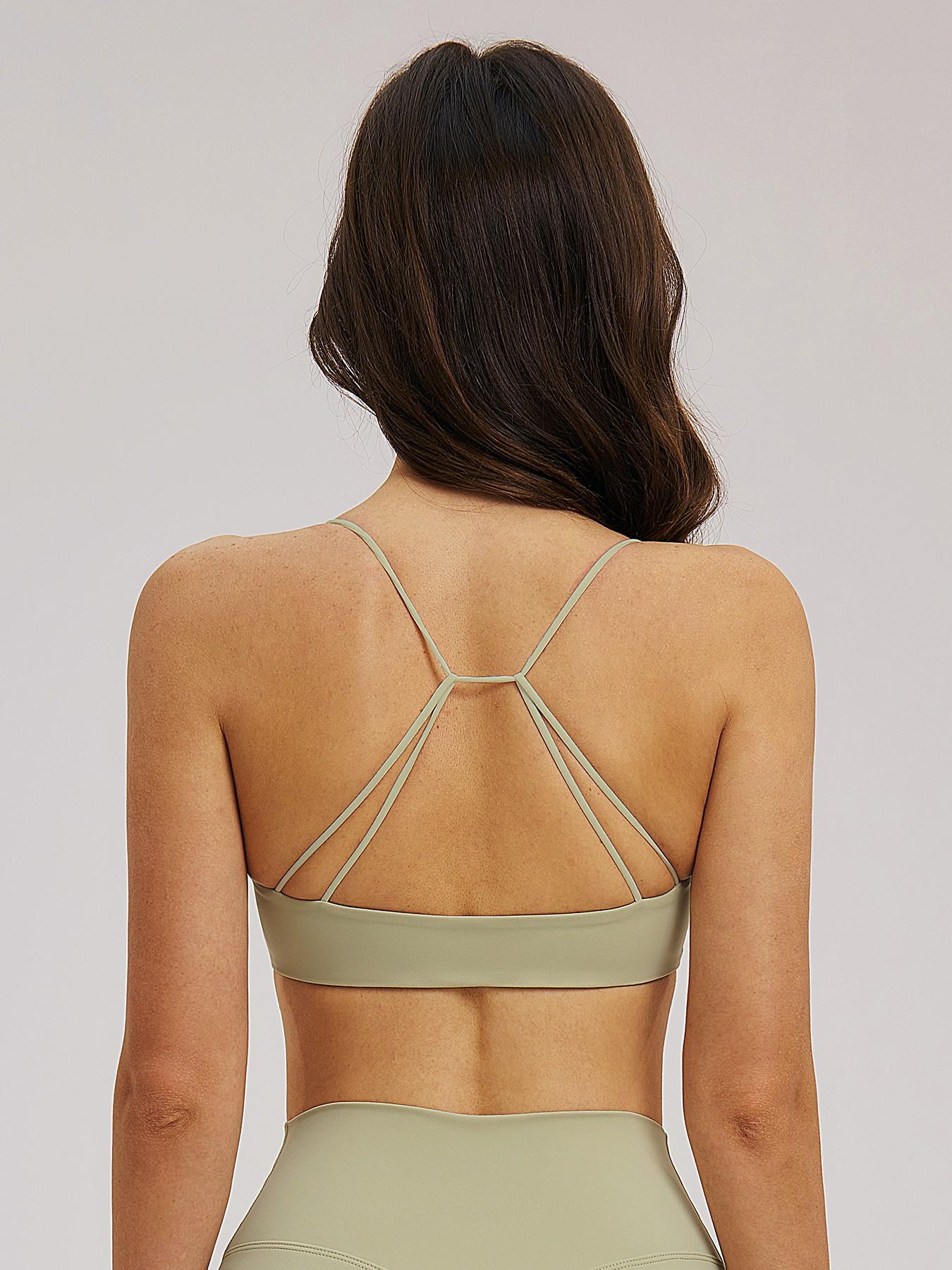 Women's V-Neck Sports Bra, Fine Strap Backless Design - image 12