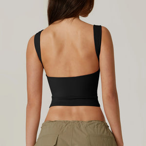 High Neck Open Back Sleeveless Crop Tank