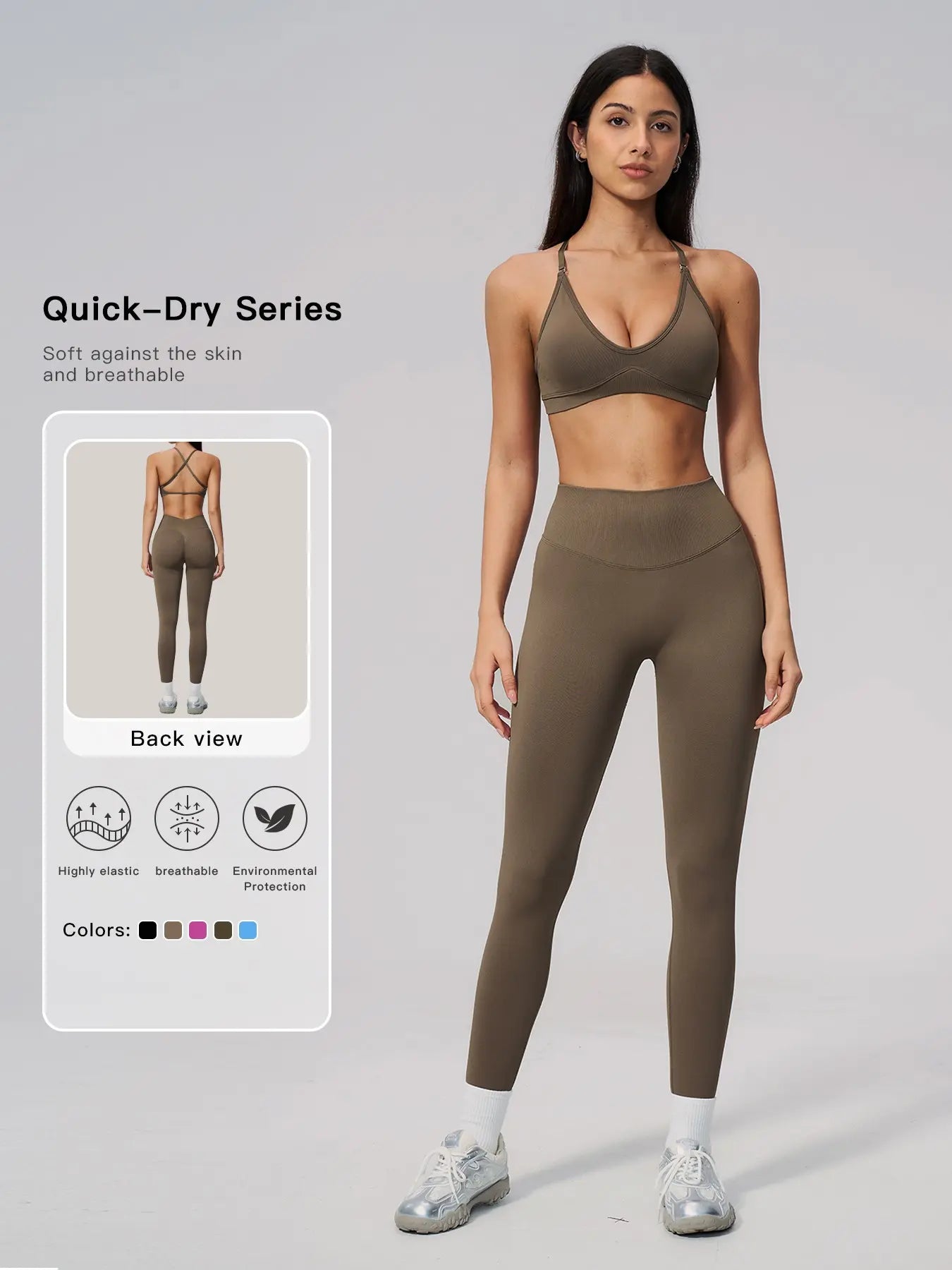 Seamless Knitted Sport Set, Cross Back Waist Trainer High-Waist Fitness Running Yoga for Women - image 4