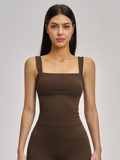 High Elasticity Square Neck Yoga Tank Top with Chest Padding, Outdoor Fitness Sports Bra for Women - image 10