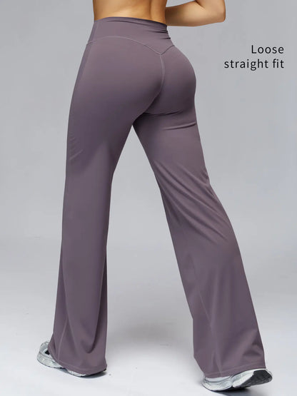 High Waist Flare Leg Yoga Pants, Casual Dance Workout Trousers