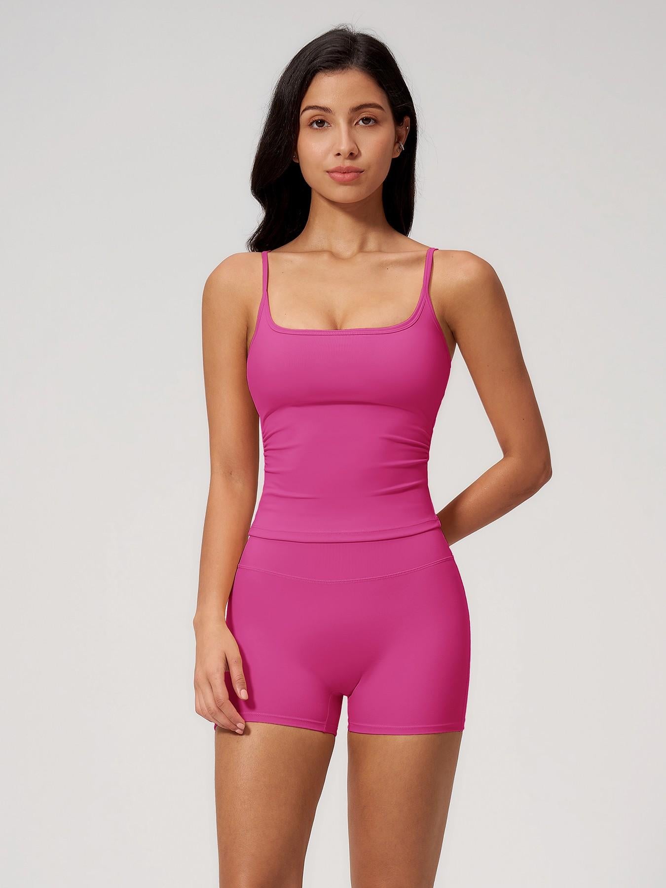 Women's Yoga Tank Top Set, Fitted Shorts for Outdoor Activities - image 15