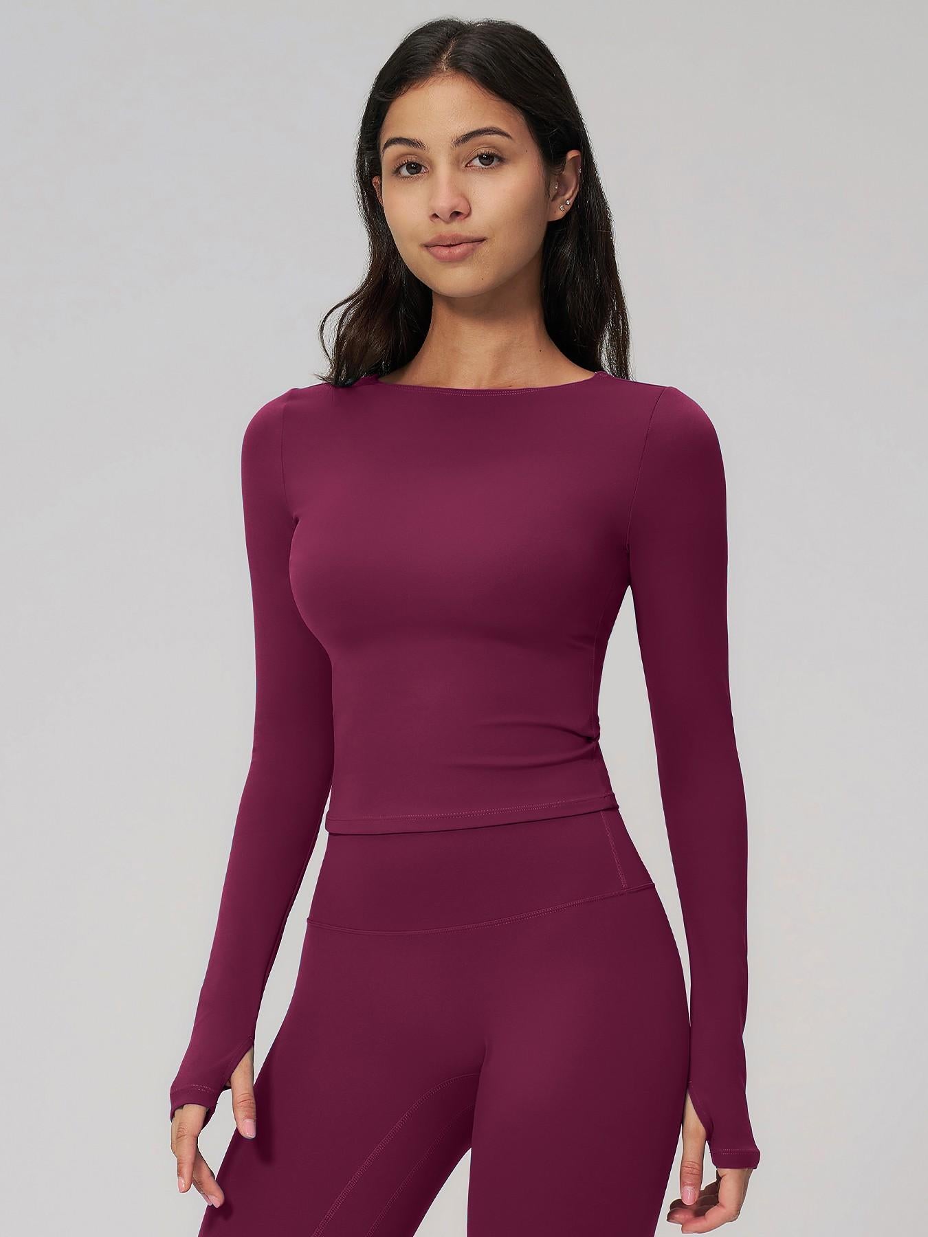 Cross-Border Summer Creamy Fleece Yoga Top Active Tops Long Sleeve, Outdoor Sports Running Fitness… - image 15