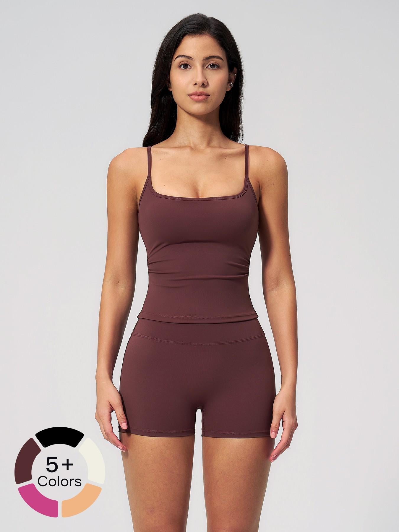 Women's Yoga Tank Top Set, Fitted Shorts for Outdoor Activities - image 20