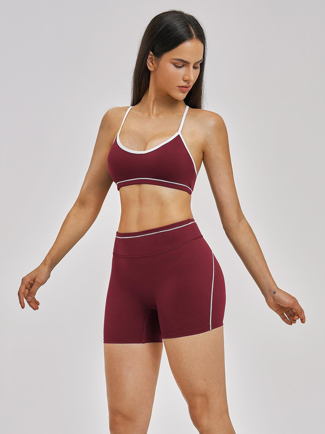 European and American Cross-Border Naked Yoga Set, Colorblock Backless Quick-Dry Fitness Set - image 16