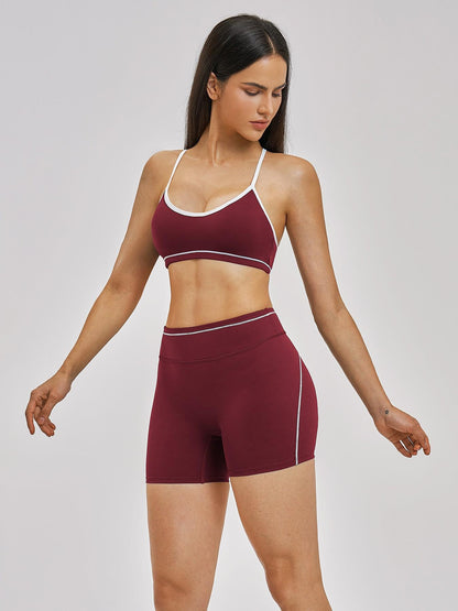 European and American Cross-Border Naked Yoga Set, Colorblock Backless Quick-Dry Fitness Set - image 16