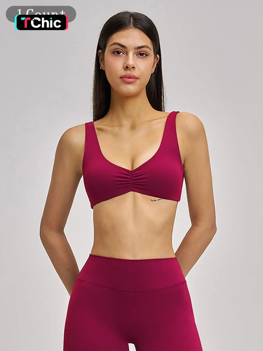 Sexy Backless Yoga Bra, Gathered Sports Running Fitness Underwear