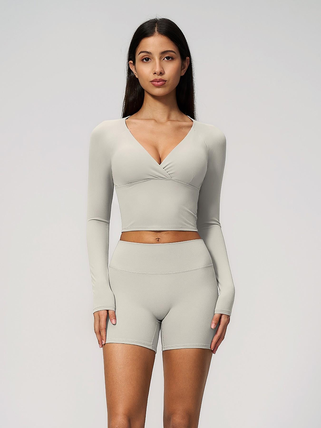 Terry Knit Workout Set, Push-Up Shockproof Dual-Layer Waistband - image 15