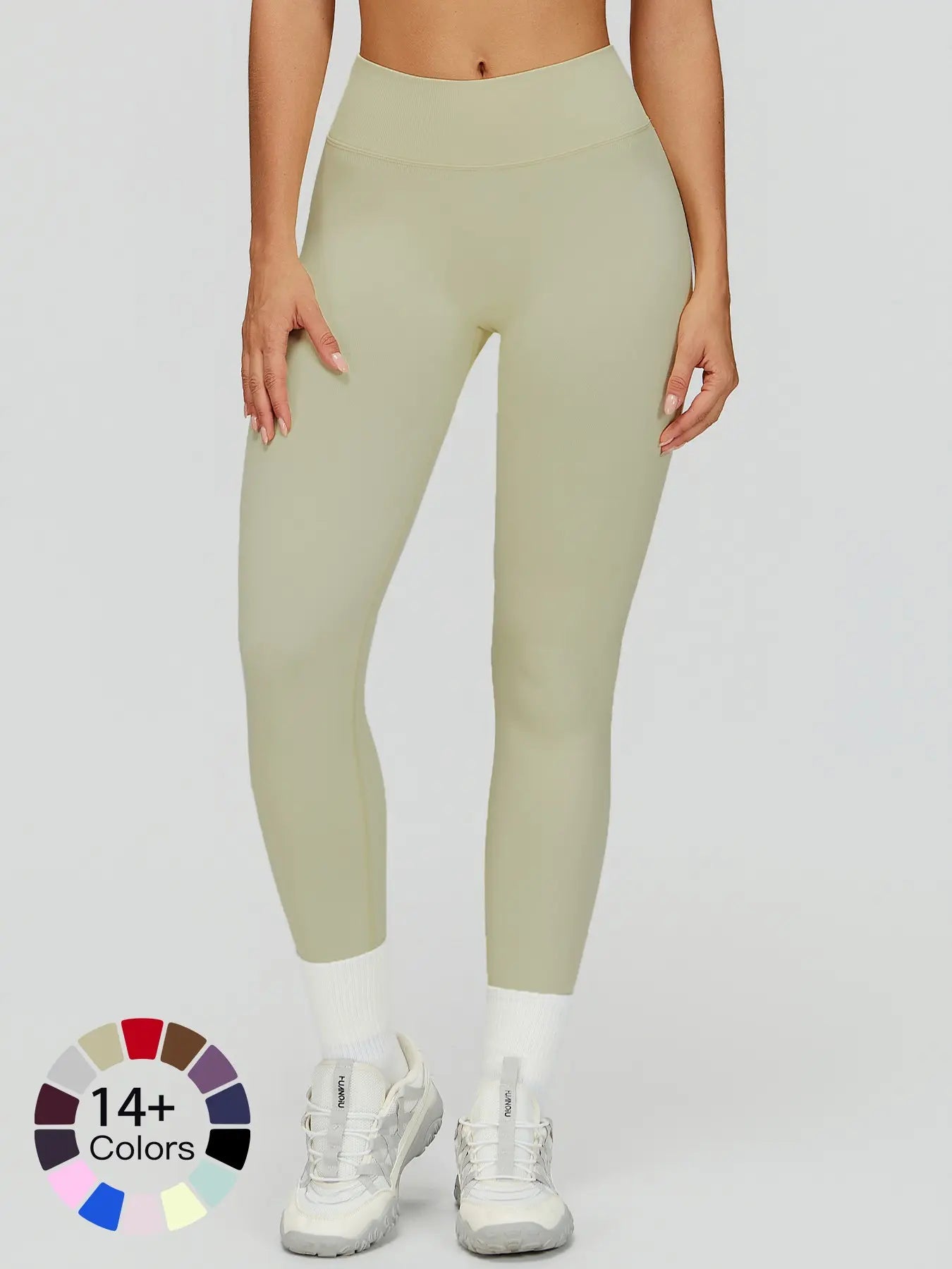 Seamless Peach Butt Yoga Pants, V-Shape Tight Fit Slimming Running Sports Quick-Dry Fitness Long Pants - image 9