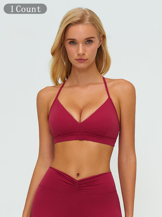 Women's V-Neck Yoga Bra, Y-Type Backless Design - image 9
