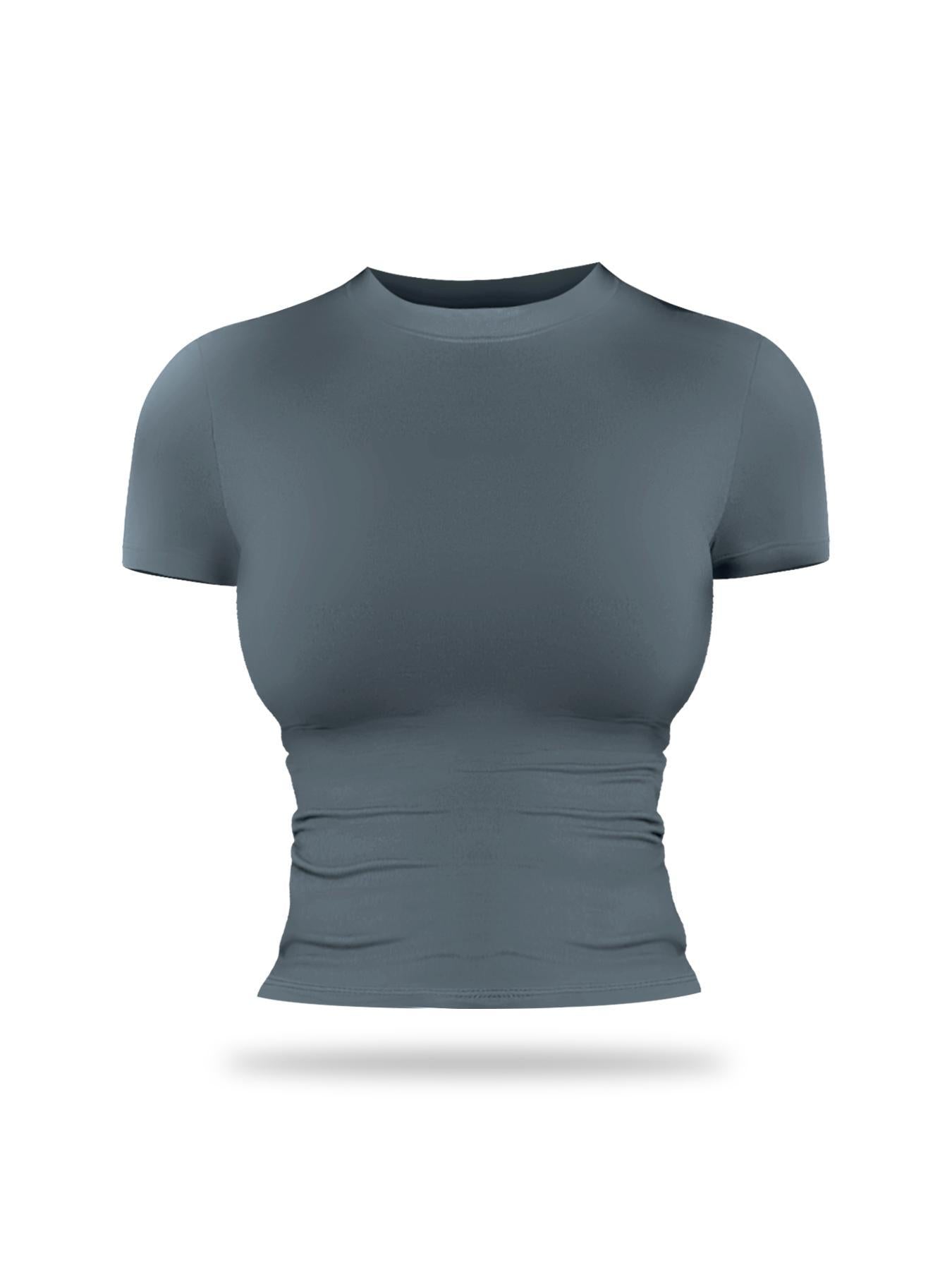 Women's Solid Color Sports Tee, Fitness Sport Top - image 25