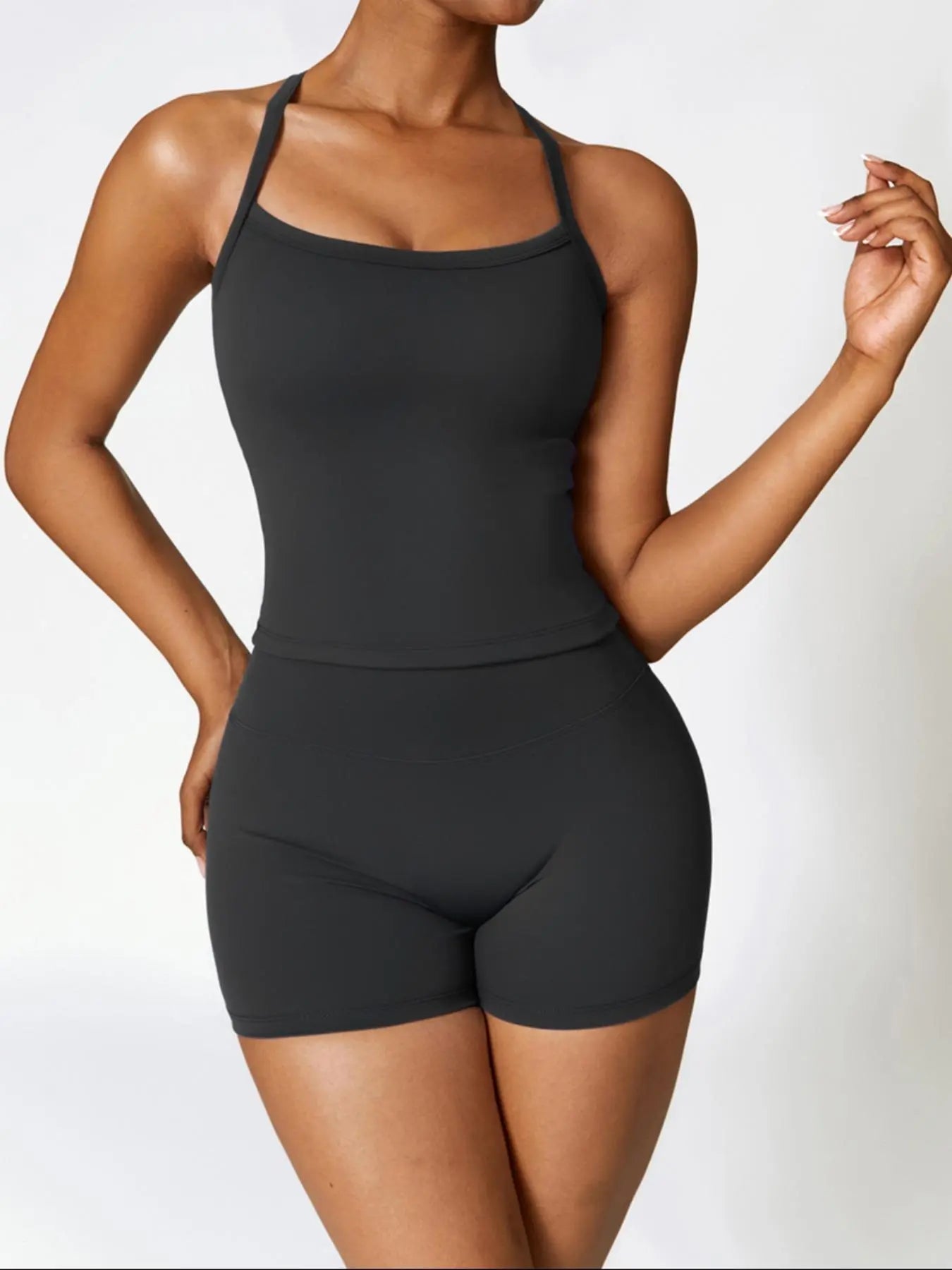 Women's Backless Cami Top & High Waist Shorts Tracksuit Set - image 7