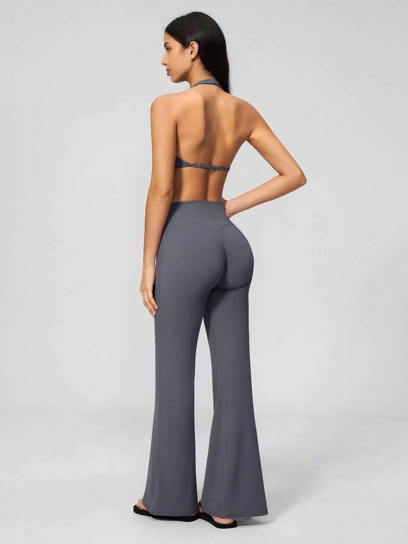 Fleece Yoga Set, Deep V Backless Waist Cinch Tight Butt Lift Fitness Running Sports Set - image 8