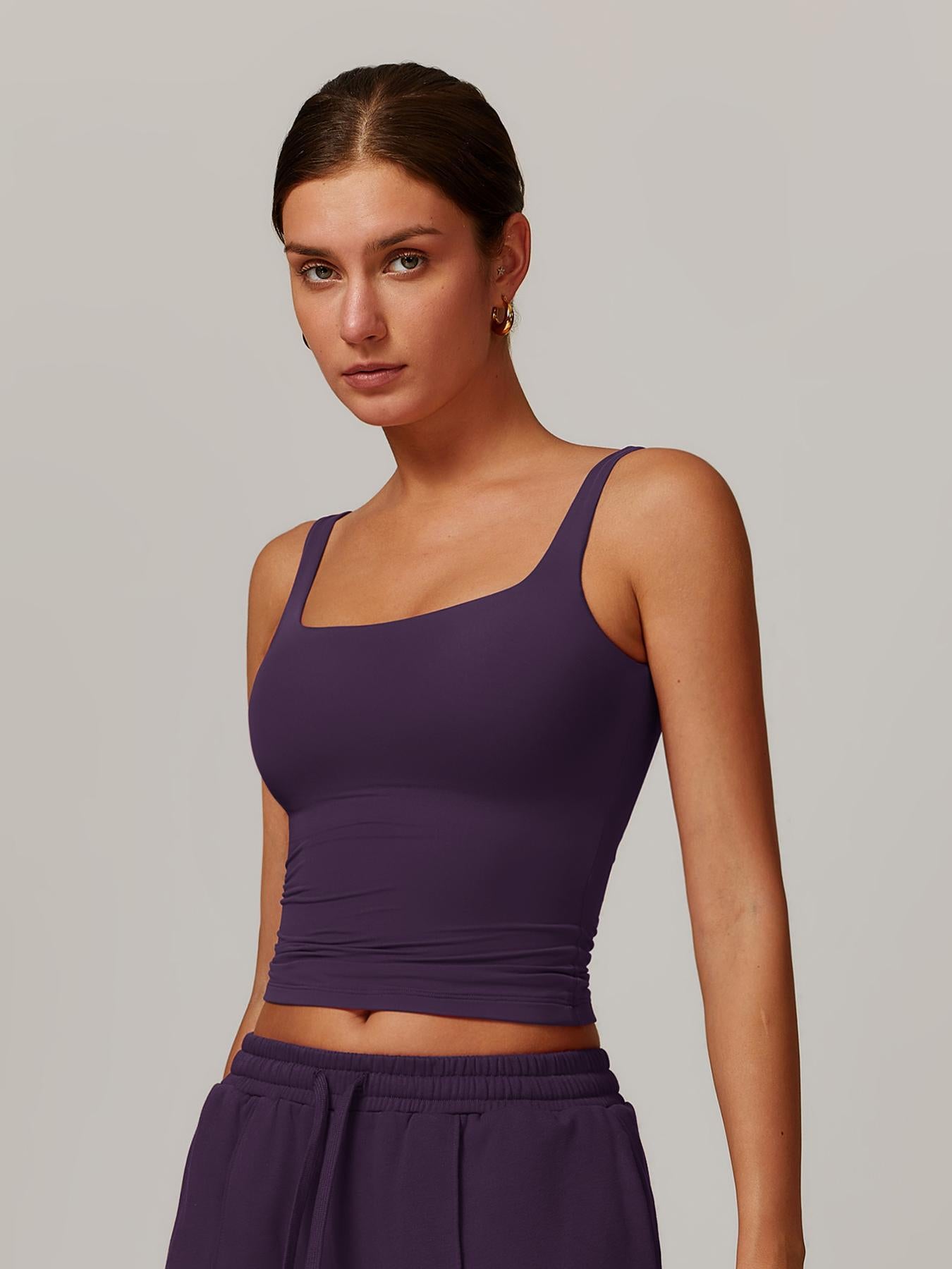 Women's Solid Color Sports Singlet with Built-In Bra Cups, High Stretch Comfortable Breathable Quick… - image 16