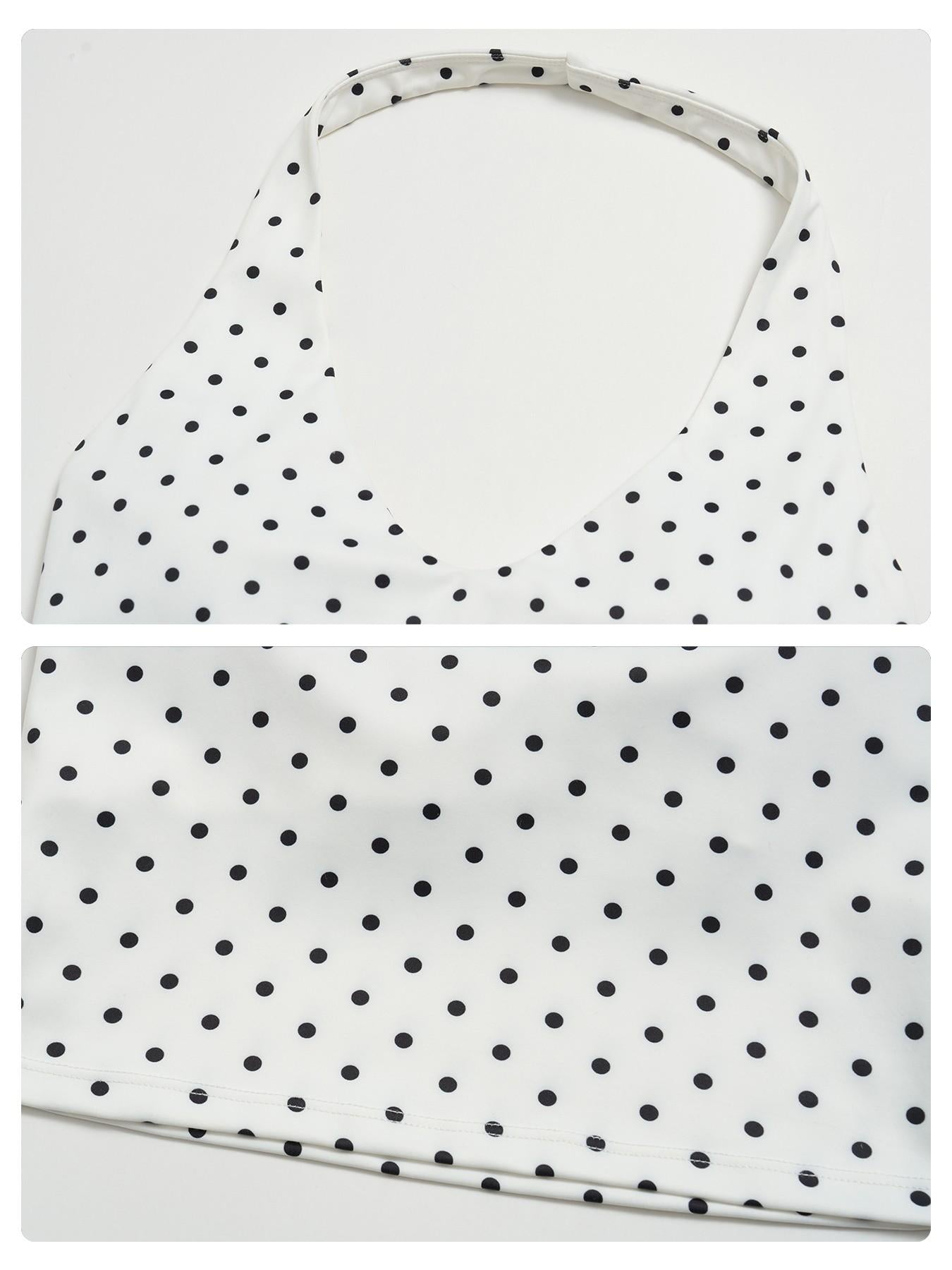 Dot Pattern Yoga Set for Women, Polyester Ammonia Print Deep V High Elastic Fitness Sports Set - image 18