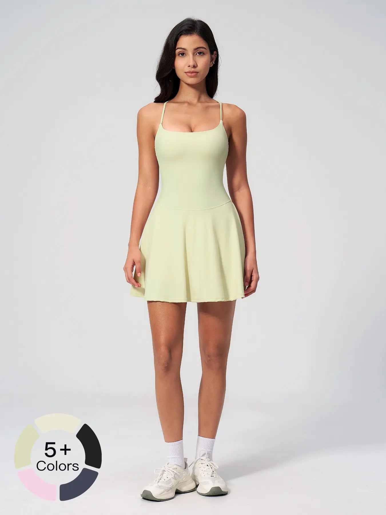 Women's Square Neck Hollow Out Back Yoga Dress, Yoga Athletic Dress