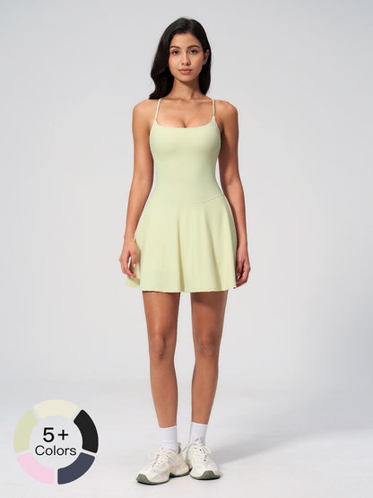 Women's Square Neck Hollow Out Back Yoga Dress, Yoga Athletic Dress - image 18