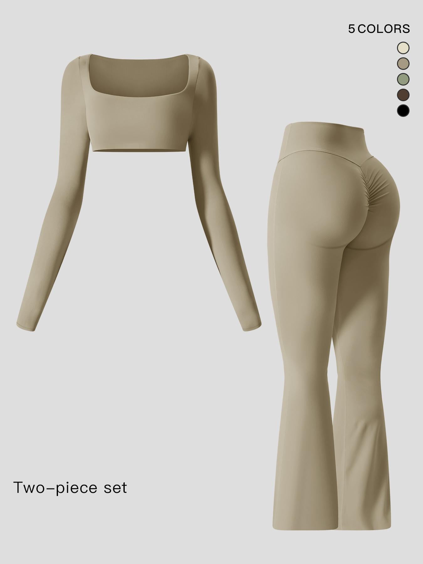 Women's Spring & Fall Shockproof Long Sleeve Yoga Set, Quick-Dry Tight-Fitting Leggings Fitness - image 17