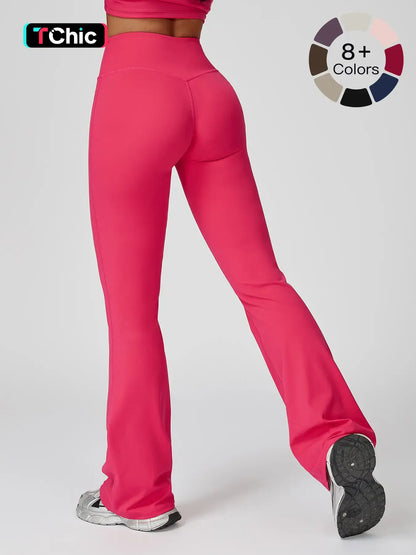 High Waist Yoga Pants, Fitted Wide Leg Bell Bottoms