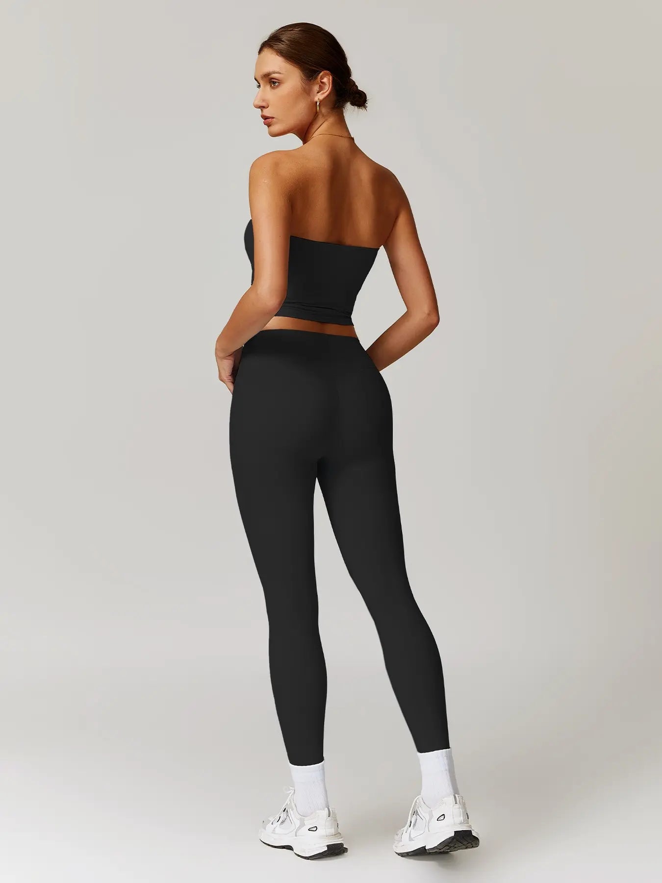 Autumn Winter Fleece Back Yoga Set, High Waist Tight Fit Long Sleeve Workout Clothes - image 9