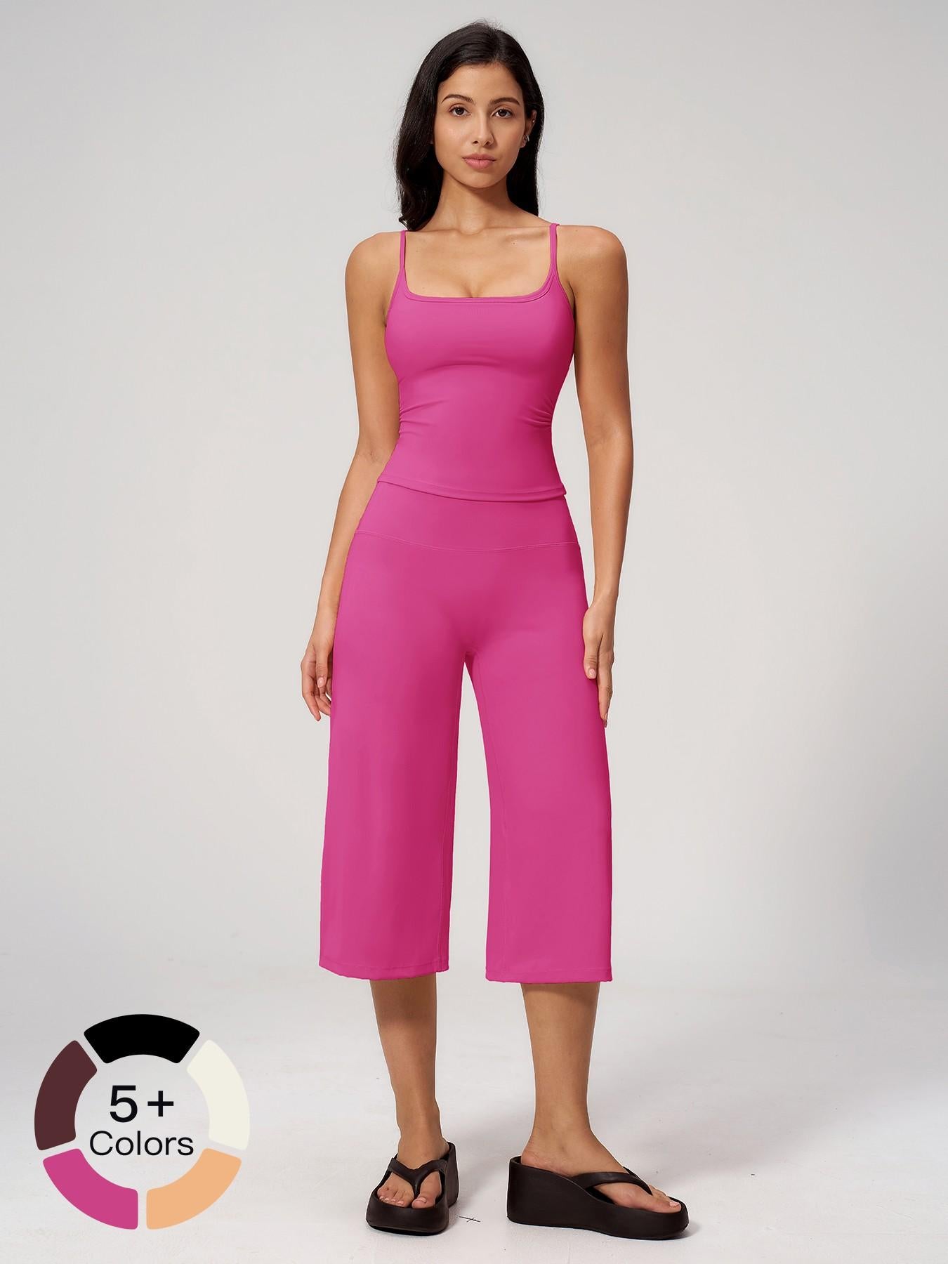 Yoga Tank Top High Waist Quick-Dry Casual Mid-Length Pants Running Outdoor Athletic Sportswear Yoga… - image 12