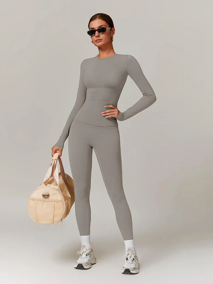 Women’s Quick Dry Long Sleeve & High Waist Leggings Sets for Fitness - image 5