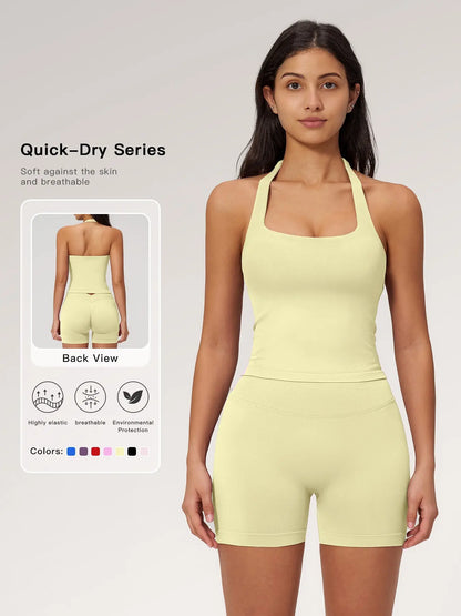 Seamless Yoga Set for Women, Tight Running Quick-Dry Sports Tank Top