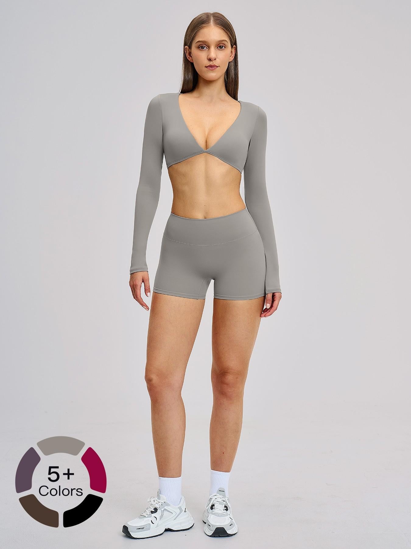 Women's Long Sleeve Yoga Set, Sporty Plain - image 22