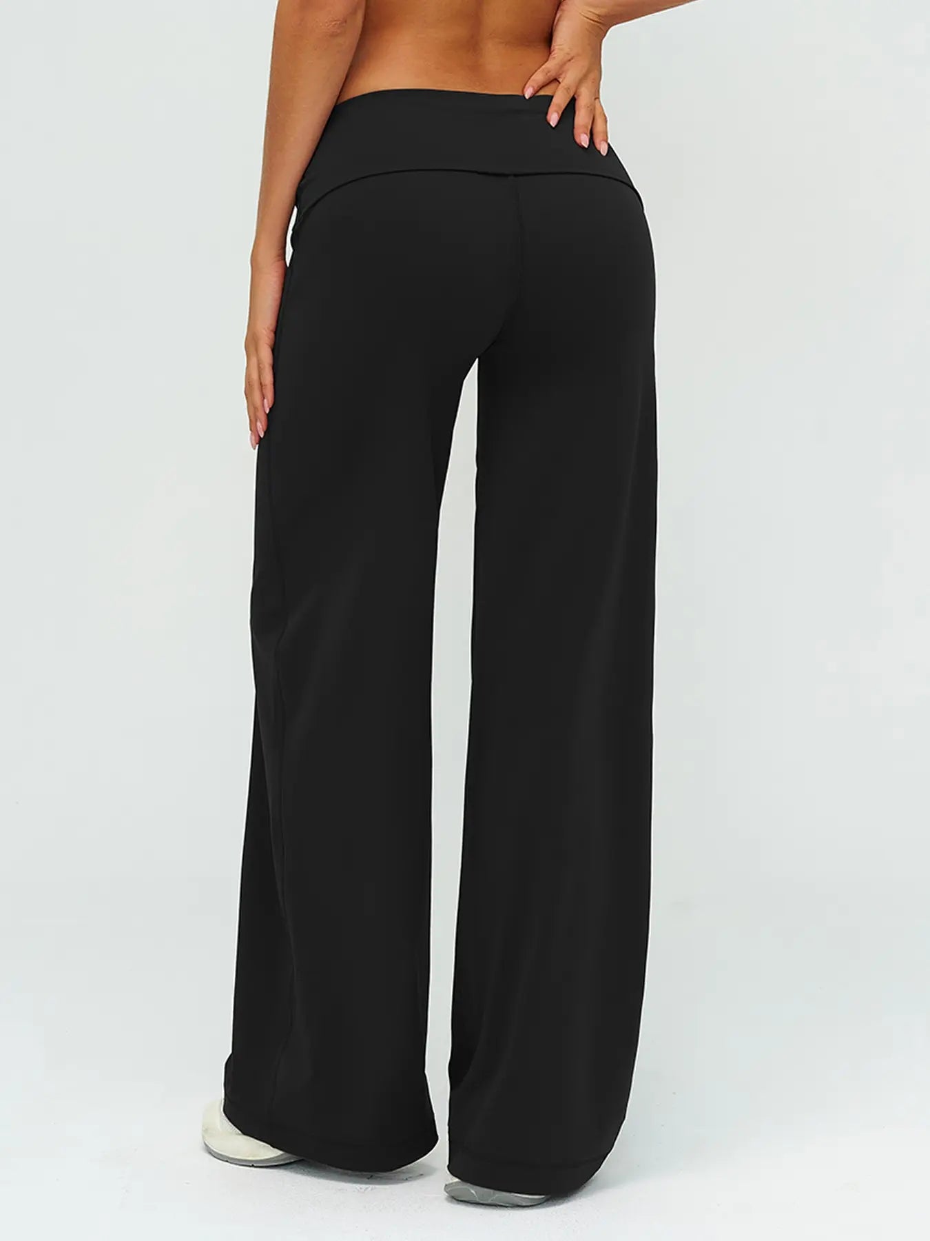 Fleece Long Pants, Folded Waist Loose Wide Leg Slimming Pants - image 4